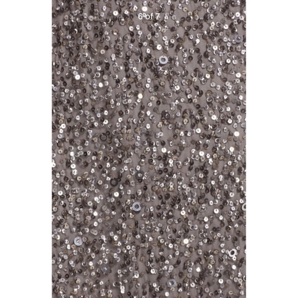 NEW $248‎ Adrianna Papell Short Sleeve Sequin Mesh Gown in Lead [ Size 4 10 ] - Picture 10 of 14